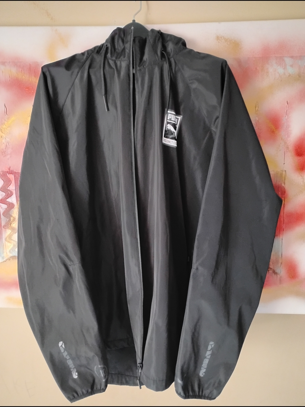 Puma Black Hooded Windbreaker with Logo Patch